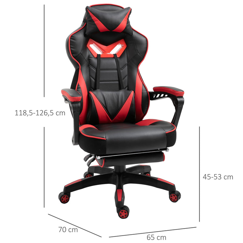 Cadeira de escritorio gaming ergonômica Altura Ajustável reclinável com apoio para pés Vermelho e Preto