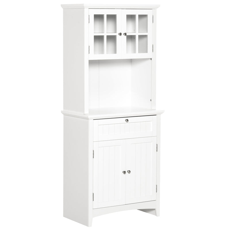 Armário de Cozinha Armário Auxiliar para Microondas com 2 Armários e Gaveta 68.6x40x164 cm Branco