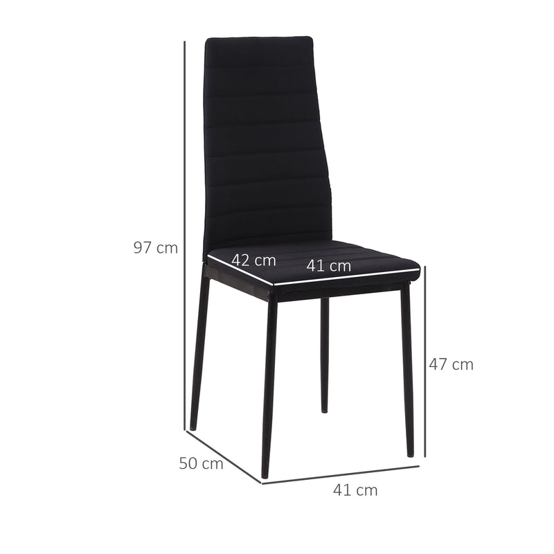 Set de 4 Sillas de Comedor Tapizadas en Lino y Patas de Metal Sillas Modernas para Cocina Dormitorio Carga 120 kg 41x50x97 cm Preto