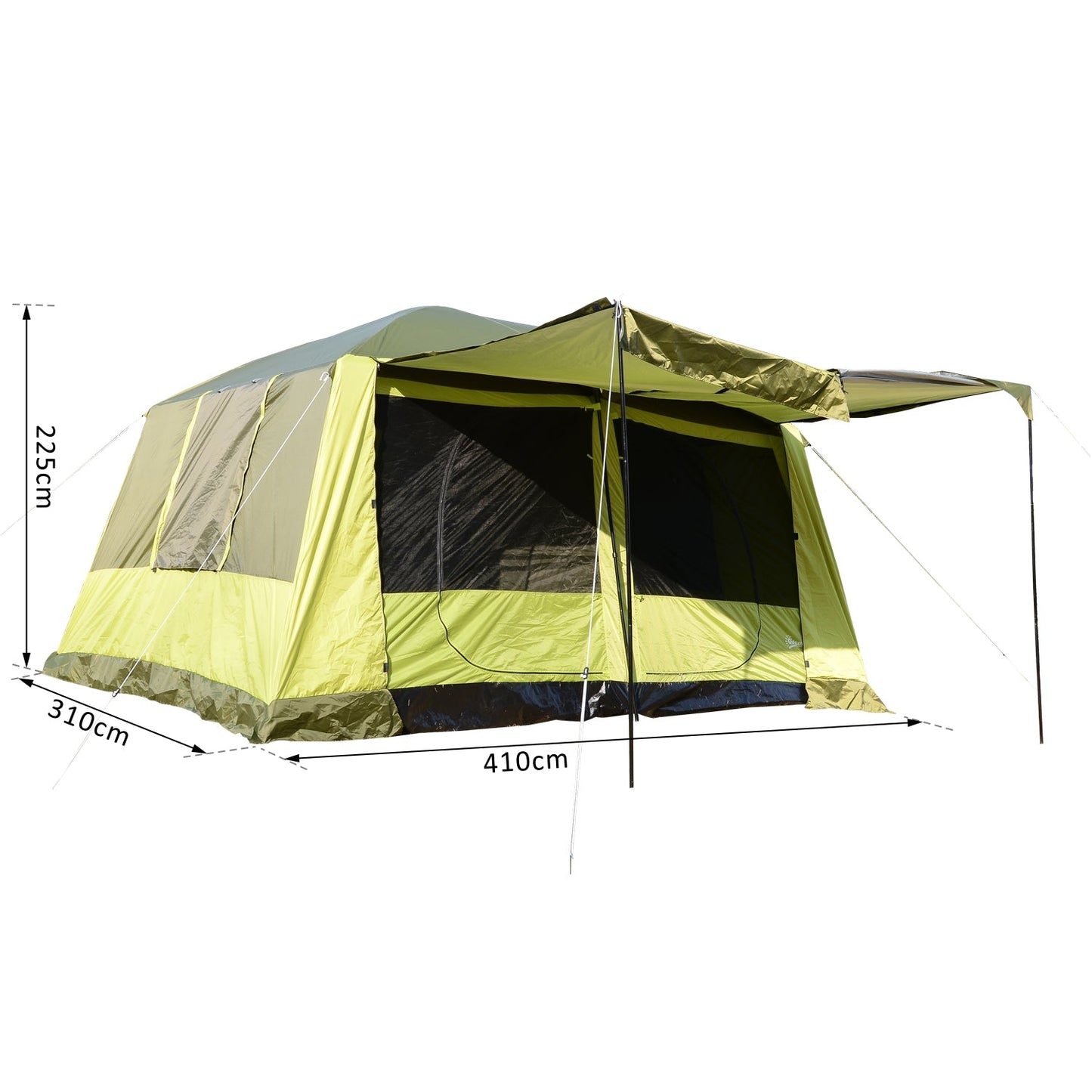 Tenda de Campismo Familiar 4-8 Pessoas Portátil e Impermeável com Bolsa de Transporte 410x310x225cm