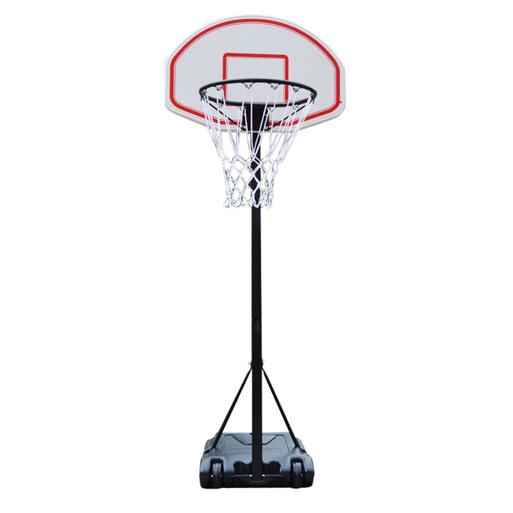 Tabela de basquetebol dobrável e ajustável em altura 150-210 cm branco preto e vermelho