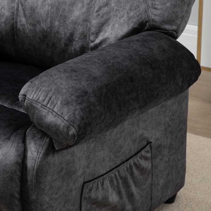 Poltrona Relax Reclinável Poltrona para Sala de Estar com Apoio para os Pés Retrátil Encosto Alto Bolso Lateral Acolchoado Grosso 96x91x108cm Preto