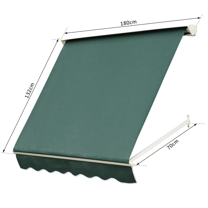 Toldo da janela de Toldo Manual Alumínio Retrátil para exterior toldo do balcão tela impermeável do poliéster do ângulo ajustável 180x70Cm verde