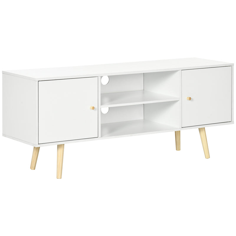 Móvel de TV de Sala de Estar Móvel para Televisores de até 55 Polegadas com 2 Portas 2 Prateleiras de Armazenamento para Escritório Dormitório 120x34x50cm Branco