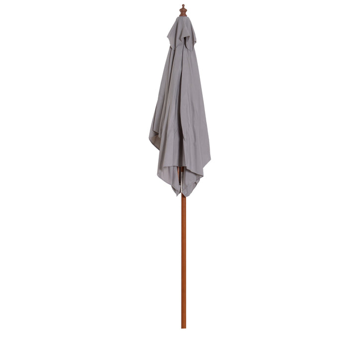 Guarda-sol para jardim Pára-sol Madeira de bambu para pátio Praia Ângulo de inclinação 200x150x230 cm Cinzento