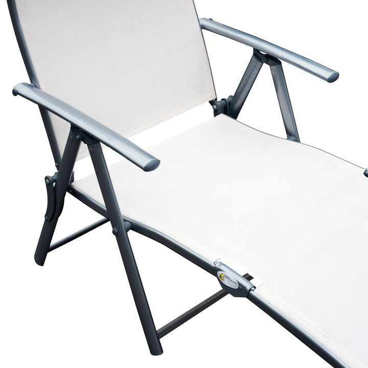 Espreguiçadeira Dobrável Encosto Ajustável para 7 Níveis com Travesseiro Resistente ao Textilene Relaxar na Piscina Exterior Terraço Camping 137x63,5x100,5 cm cm Aço