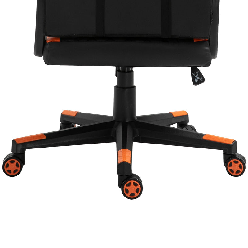 Cadeira gaming para escritório Ergonômico Altura ajustável basculante com apoio de cabeça e almofada lombar 61x70x121-129 cm laranja