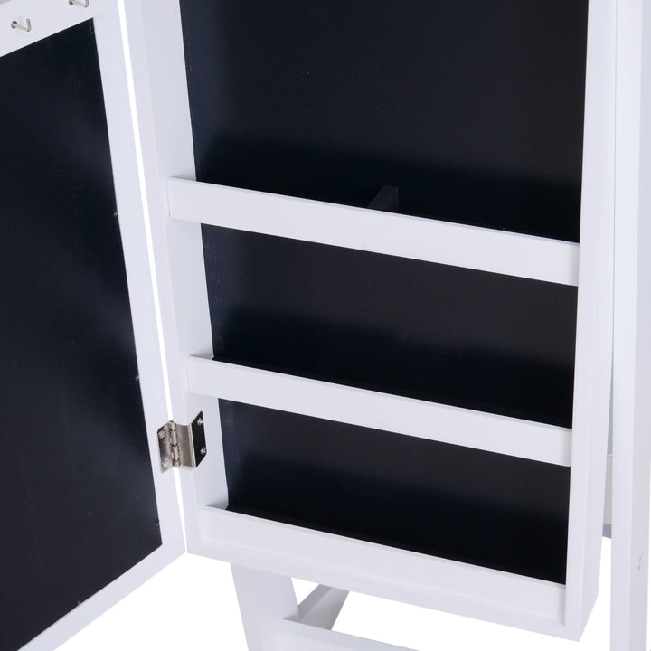 Guarda-Joias de Pé, com Espelho, Armário para Joias 16 Luzes LED Reclinável 36x30x136cm Branco