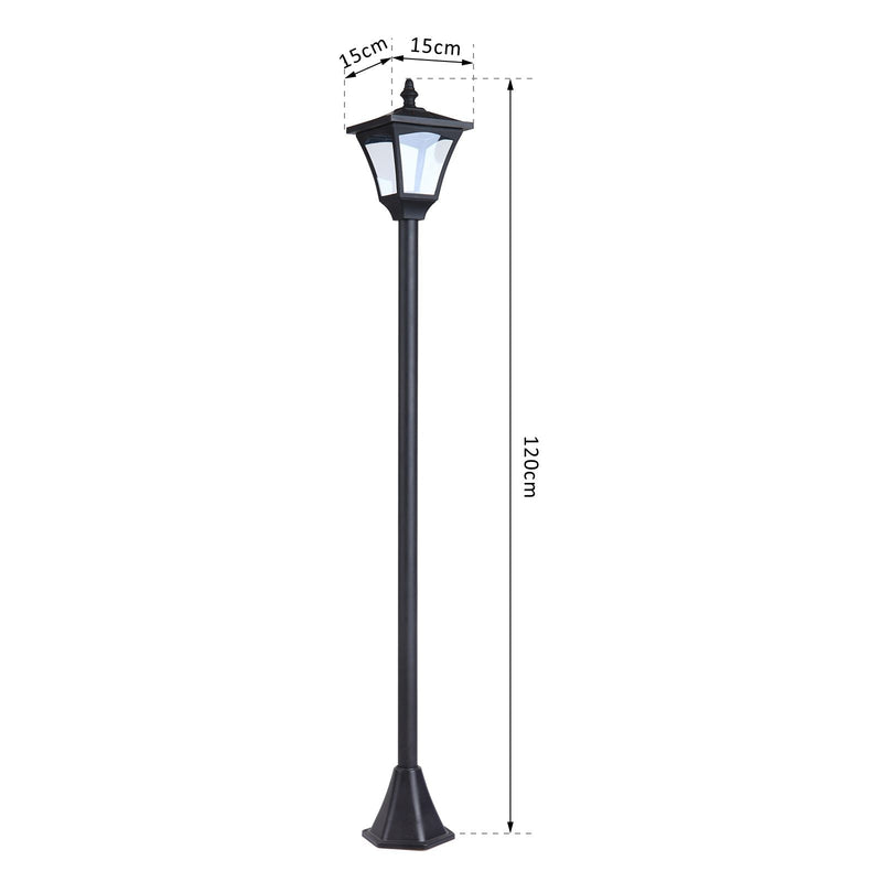 Farol de jardim clássica IP44 com luzes solares inteligentes LED 15x15x120 cm preto