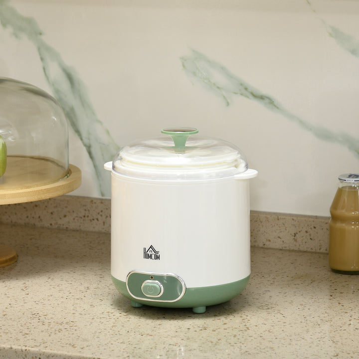 Iogurteira 20W 1,5L Máquina de Iogurte com Peneira para Fazer Iogurte Grego Indicador de Ligar e Aquecimento a Temperatura Constante PTC 19,5x17,5x21,4 cm Branco