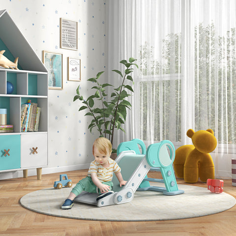 Escorregador para Crianças Dobrável Escorregador Infantil para Crianças de 18-36 Meses com 3 Degraus Antiderrapantes para Interior Carga Máxima 30 kg 120x53x53 cm Verde Claro