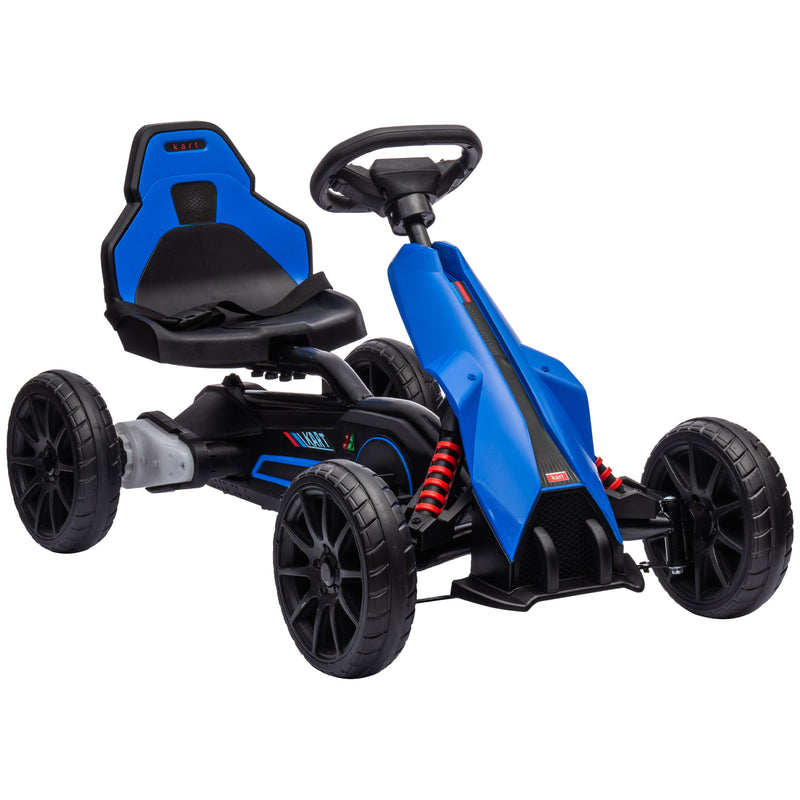 Go Kart Carro Elétrico para Crianças de 3 a 8 Anos Kart a Bateria 12V Velocidade Ajustável 3-5 km/h e Cinto de Segurança Carga 30 kg para Exterior 100x58x58,5 cm Azul