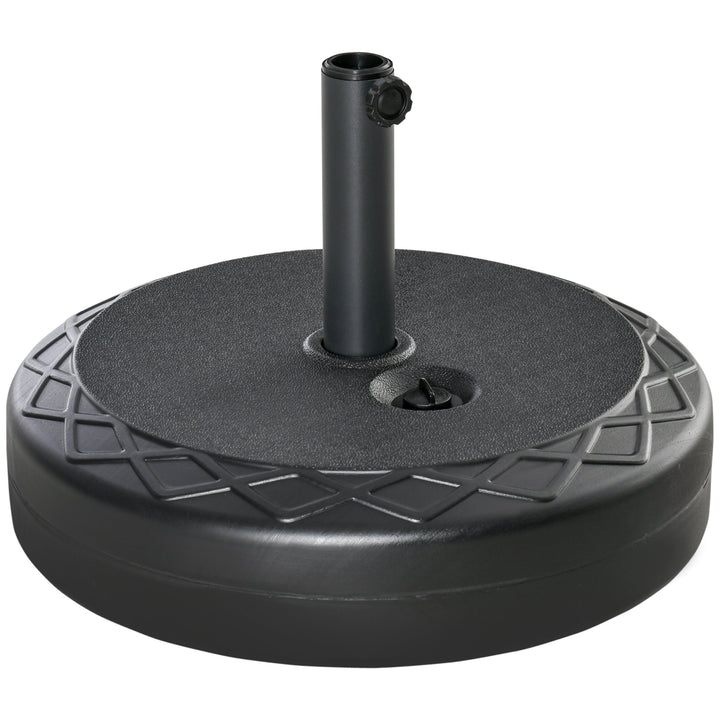 Base para Chapéu de Sol Recarregável com Água 30kg Base Chapéu de Sol Redonda para Mastros de 38mm 48mm Metal e Plástico para Jardim Terraço Ø55x38cm Preto