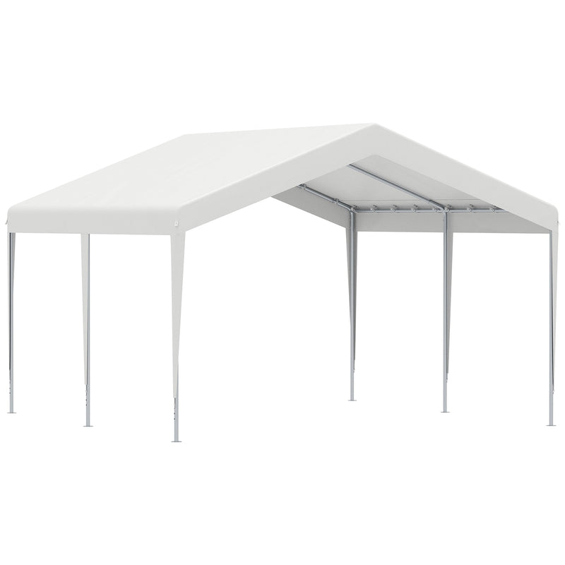 Tenda de Garagem para Carros 4x4m Portátil Impermeável Tenda de Jardim Pátio Exterior com Acessórios para Eventos Festas Metal Galvanizado Branco