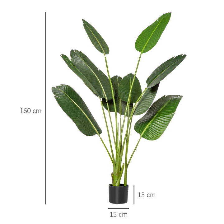 Planta Artificial Bananeira de 160cm com Vaso e 10 Folhas Realistas Planta Tropical Sintética para Decoração em Interior e Exterior Escritório Casa Verde