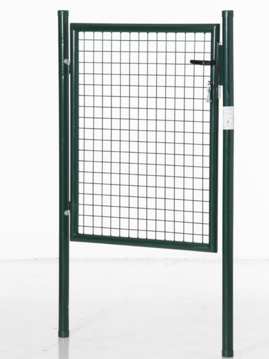 Porta para Vedação de Jardim de Aço com Maçaneta de Fechadura e 3 Chaves Porta de Vedação para Exterior Pátio Terraço 97x150cm Verde