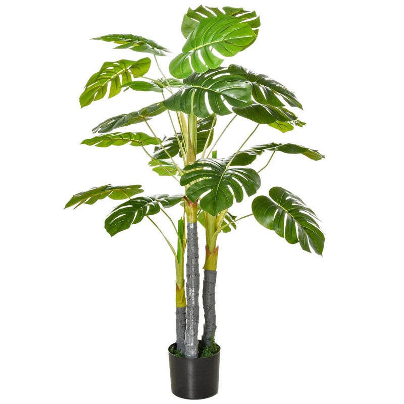 Planta Artificial Costela de Adão no Vaso 120cm de Altura Planta Artificial Tropical Decorativa com 20 Folhas para Casa Sala de Estar Dormitório Verde