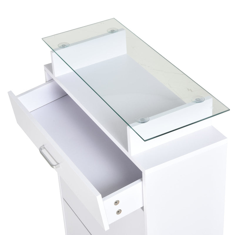 Organizador de sapatos com 3 gavetas Prateleira de vidro Carga 50 kg 60x24x105,5 Branco