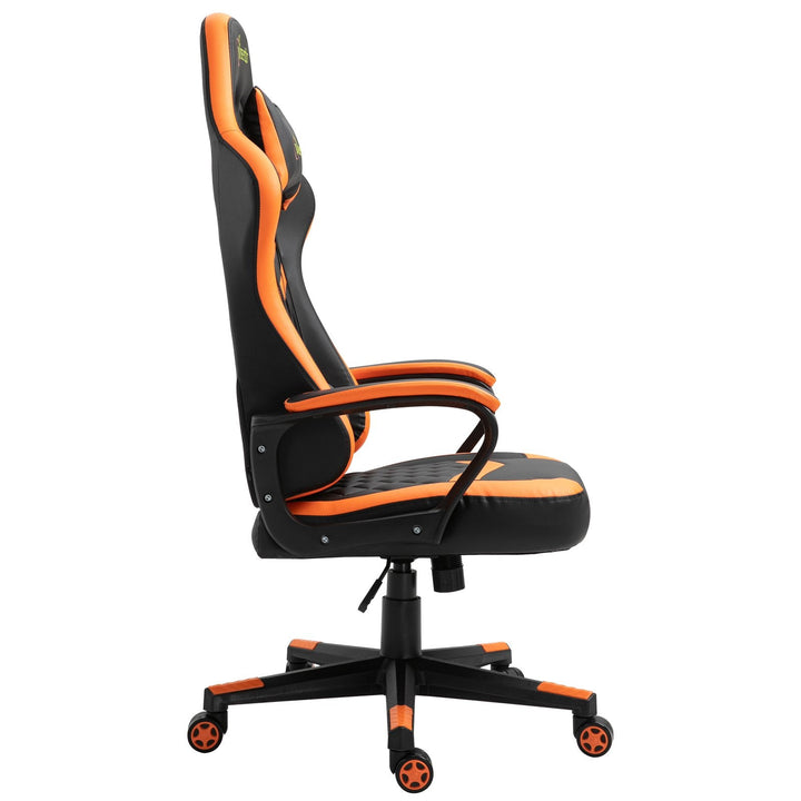 Cadeira gaming para escritório Ergonômico Altura ajustável basculante com apoio de cabeça e almofada lombar 61x70x121-129 cm laranja