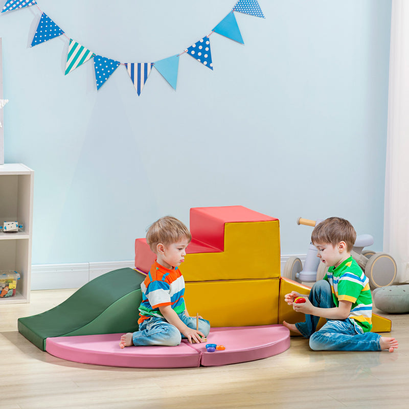 Conjunto de 6 Blocos de Espuma para Crianças de 18-36 Meses Brinquedo Educativo de Construção Infantil para Escalar 150x100x24cm Multicor