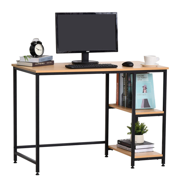 Mesa para Computador com 2 Prateleiras Pés Ajustáveis ??106x50x76 cm Cor Madeira
