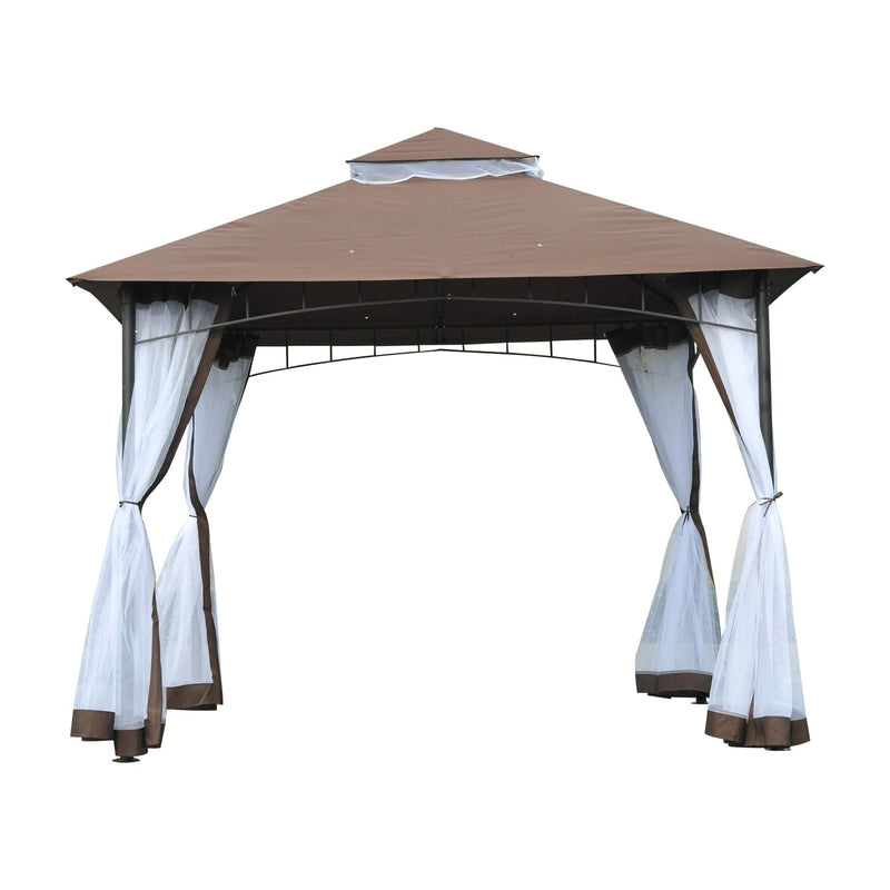 Pérgola para jardim Poliester cor Café 300x300x270cm