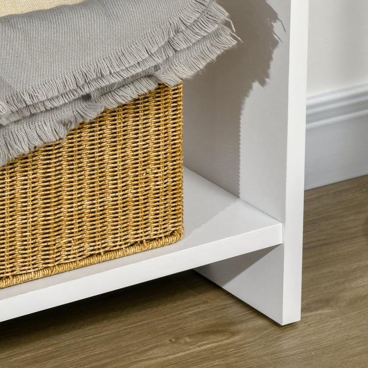 Mesa Consola com 2 Gavetas e Prateleira de Armazenamento Móvel de Entrada para Corredor Sala de Estar Estilo Moderno Anti-Rolamento Carga Máxima 50kg 101,6x28x76,2cm Branco