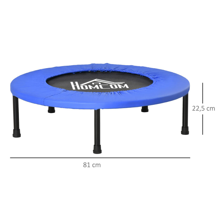 HOCOM Trampolim Fitness Ø81cm Trampolim de Aço com Borda Protetora e 28 Molas para Exercícios em Interior E Exterior Carga 100kg 81x81x22,5cm Preto e Azul