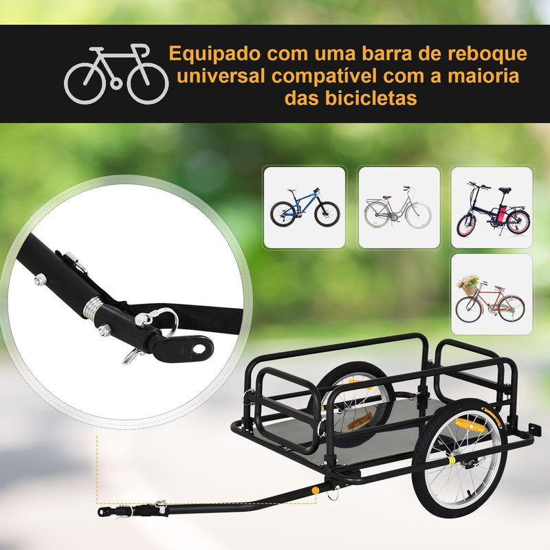 Reboque de Carga para Bicicleta Carregamento de Bagagem Armação de aço leve com refletores