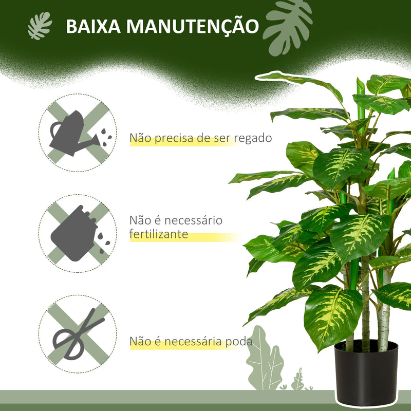 Planta Artificial Aglaonema Planta Sintética de 95cm com 42 Folhas e Vaso de Cimento Decoração para Casa Escritório e Exterior Verde