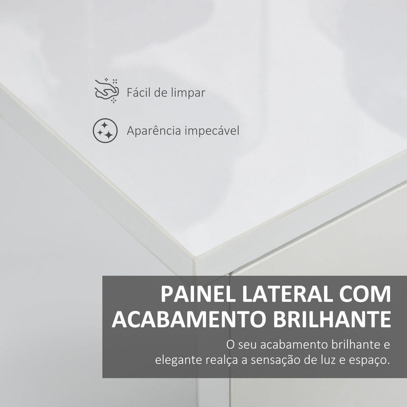 Aparador de Sala de Estar com 3 Portas 2 Gavetas e Prateleira Interior Ajustável Móvel Auxiliar de Armazenamento para Cozinha Dormitório Anti-Rolamento 117x36x74cm Branco