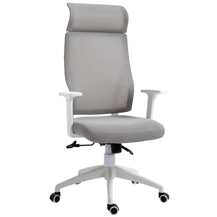 Cadeira ergonômica giratória altura ajustável e reclinável até 120º posição de bloqueio 64x61x120,9-128,9 cm Cinza