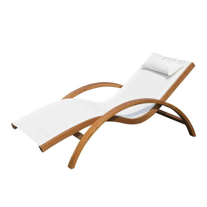 Espreguiçadeira para jardim terraço e piscina - cor branca - madeira -165x72x70cm