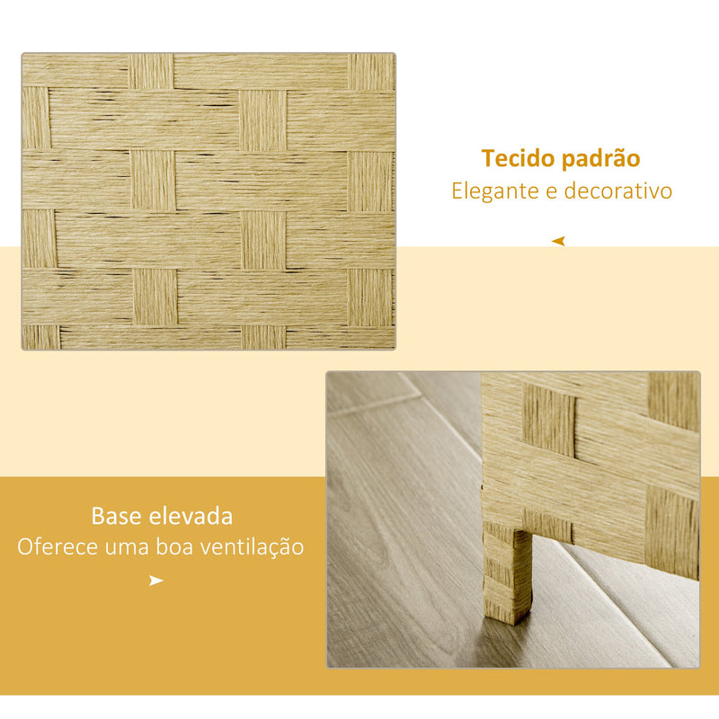 Biombo Separador de Ambientes de 4 Painéis 159,5x169,5cm Divisor de Ambientes Dobrável de Corda de Papel Decoração Elegante para Dormitório Sala de Estar Marrom