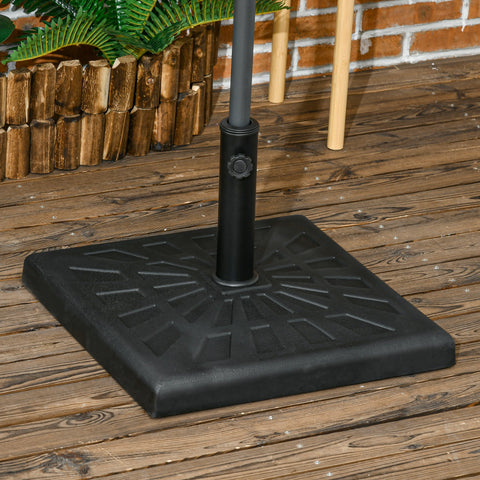 Base para Chapéu de Sol de Resina 19 kg Base para Chapéu de Sol com Mastro de Ø32/38/48 mm para Jardim Varanda Pátio 51x51x32 cm Preto