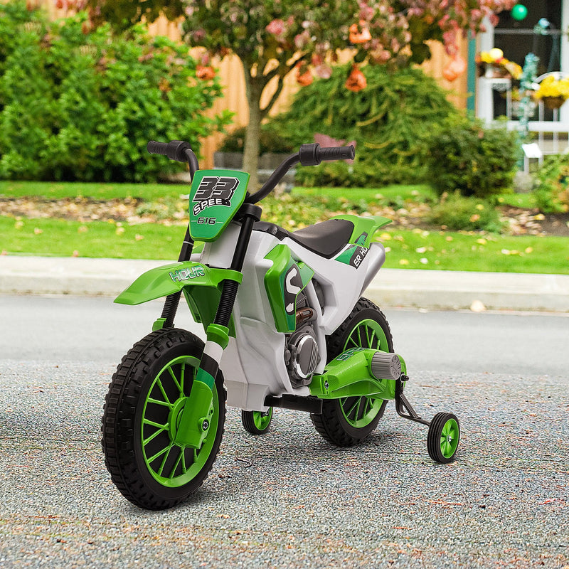 Mota Elétrica para Crianças acima de 3 Anos 12V Mota de Brinquedo Infantil com 2 Rodas de Equilíbrio Velocidade Máx. 8km/h Arranque Suave 106,5x51,5x68cm Verde