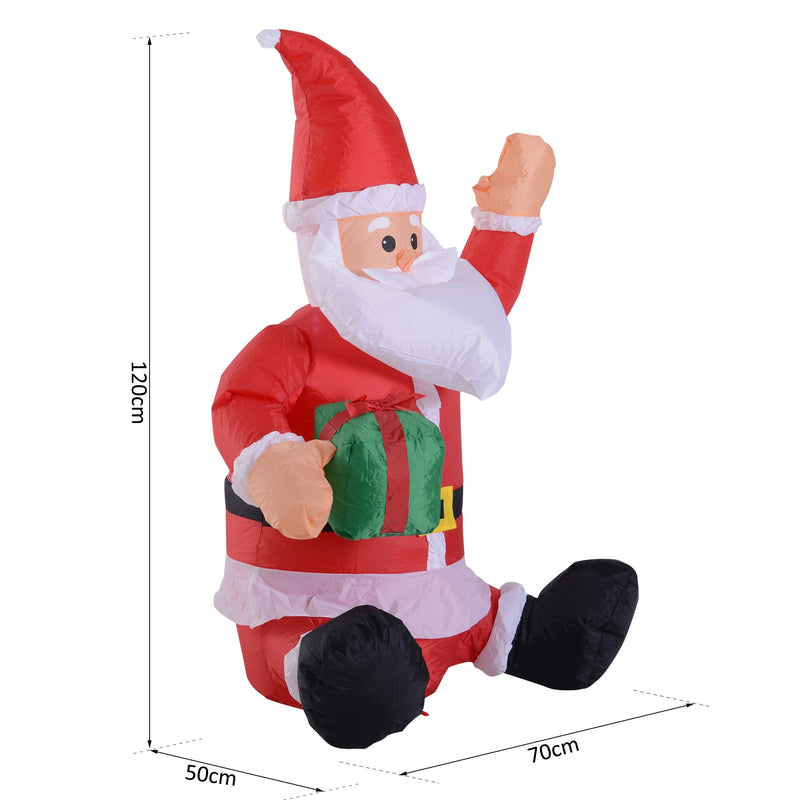 Pai Natal inflável de 1,2 m com presente Decoração de Natal Iluminação LED com ajuste de ventilador interno e externo