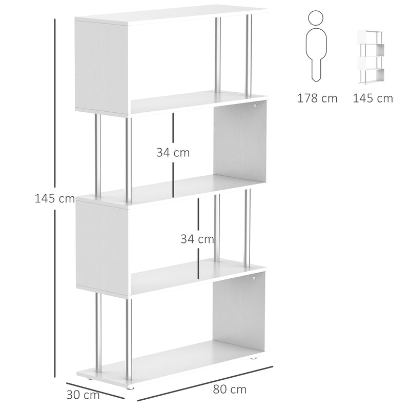 ivraria Mobiliário de Escritório Estante - Cor: Branco - Madeira e Metal – 145 x 80 x 30 cm