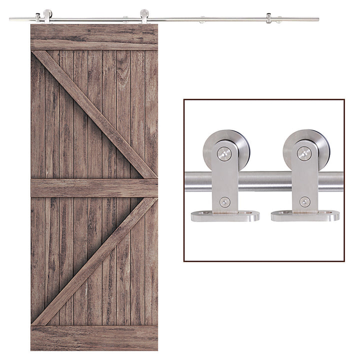 Kit para porta deslizante de madeira em trilho de aço inoxidável - 2,5x200cm