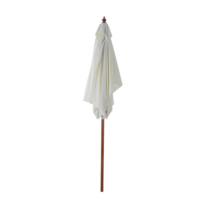 Guarda-sol 200x150x230 cm de Bambu Madeira para Jardim Terraço Pátio Praia Dois Tectos Ângulo Inclinável Rectângulo de 38mm Crema