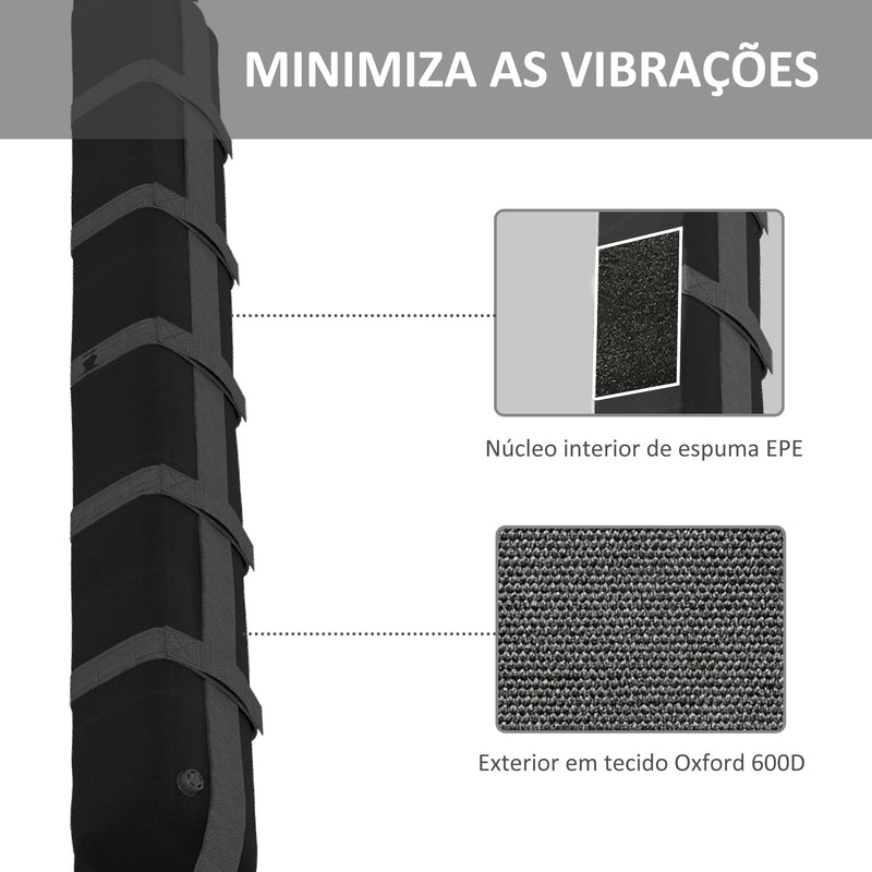 Barras de Tejadilho Universais para Veículos Barras de Tejadilho para Carros 2 Peças com Cordas de Fixação Carga Máxima 75 kg Tecido Oxford 85x10x8 cm Preto