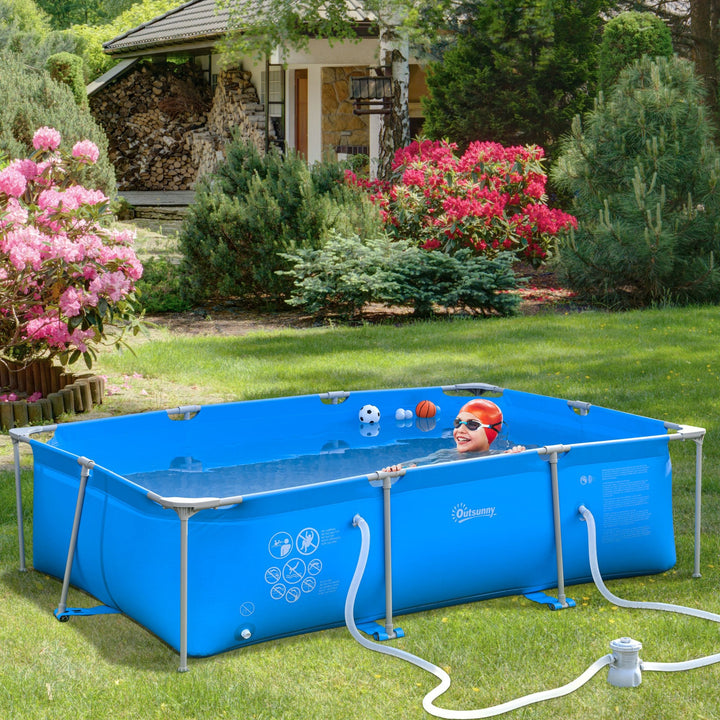 Piscina Desmontável Tubular 291x190x75cm com Depuradora de Cartucho Piscina Retangular de Exterior para Adultos e Crianças 3600L Azul