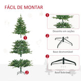 Árvore de Natal Artificial 180cm com 1443 Ramos Folhas de PVC Base Dobrável e Suporte Metálico Decoração de Natal para Interiores Verde