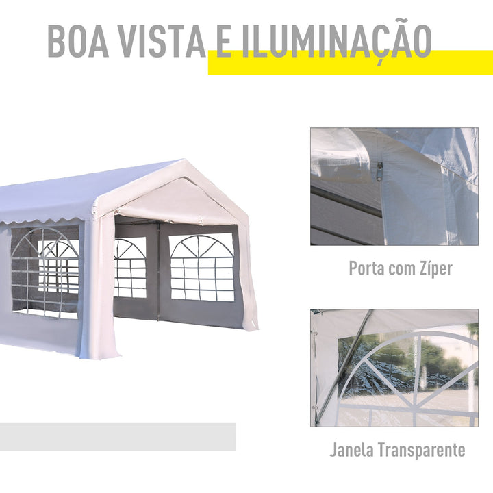 Pérgola para Jardim 6x4x2,8m de Tela de PE Aço Branco