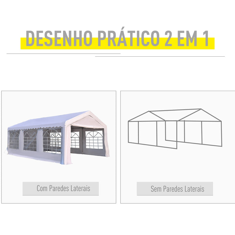 Pérgola para Jardim 6x4x2,8m de Tela de PE Aço Branco