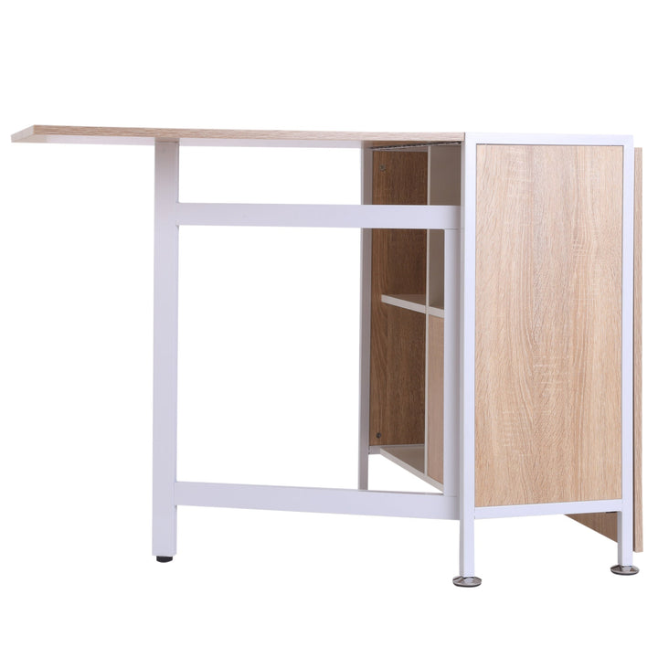 Mesa Dobrável com 4 Prateleiras para sala de Jantar Economiza Espaço 169x62x75 cm Madeira