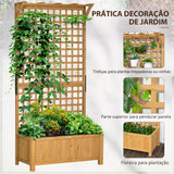 Floreira com Treliça de Madeira Caixa de Plantio com Suporte para Plantas Trepadeiras para Cultivo de Plantas Flores para Pátio Terraço Varanda 90x45x183cm Madeira