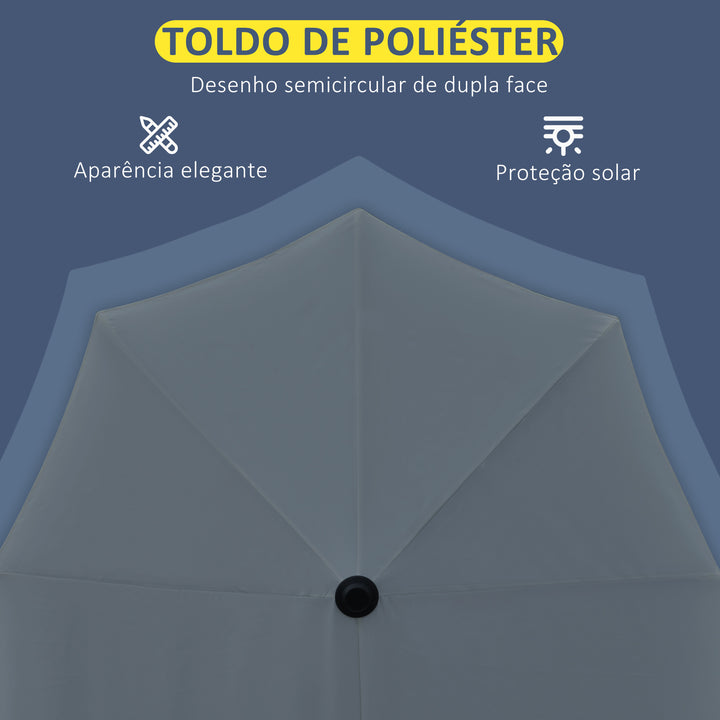 Chapéu de Sol de Parede 190x200x240 cm Chapéu de Sol de Jardim com Manivela Mastro de Aço Base Cruzada e Proteção Solar para Terraço Balcão Cinza