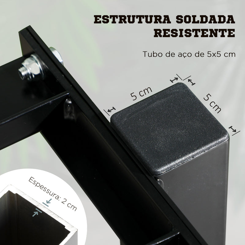 Suporte para Halteres de 2 Níveis Suporte de Armazenamento para Halteres de Aço para Ginásio em Casa Carga Máxima 270 kg 92,5x50,5x80,5 cm Preto