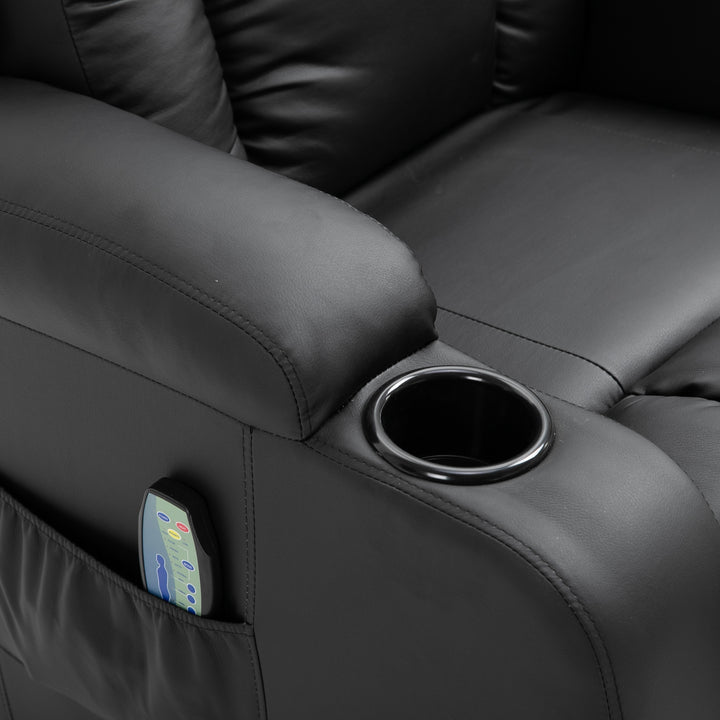 Poltrona de Massagem Reclinável até 150° Poltrona Relax com 8 Pontos de Massagem por Vibração Função de Aquecimento Giratória e Controlo Remoto 85x94x104 cm Preto